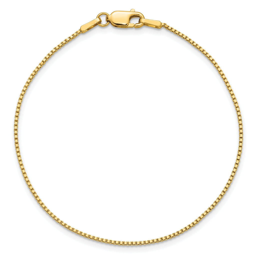 14K Yellow Gold Solid Box Chain Necklace 1mm