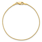 14K Yellow Gold Solid Box Chain Necklace 1mm