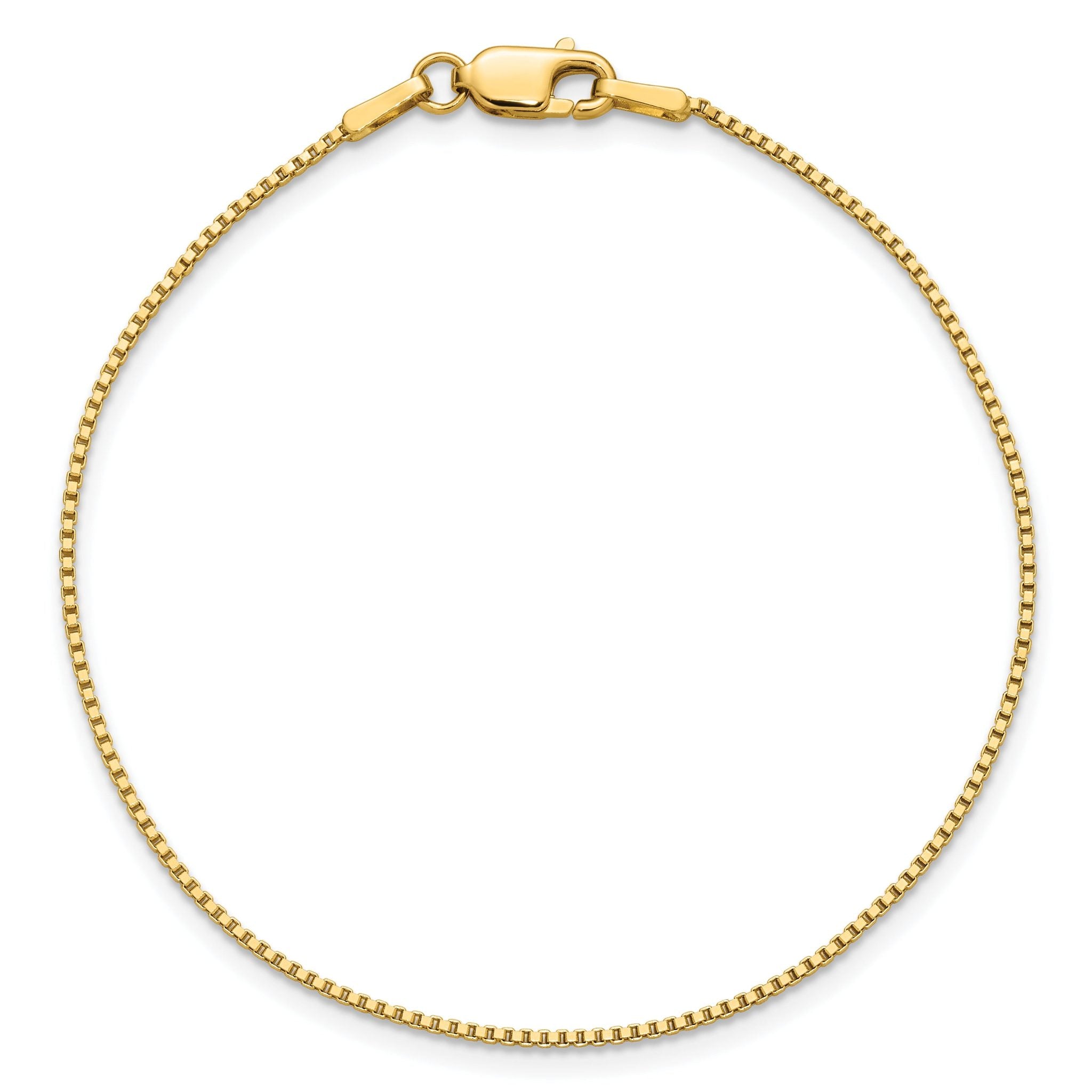 14K Yellow Gold Solid Box Chain Necklace 1mm