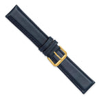 Navy Smooth Leather Watch Band in Gold-Tone Buckle, 20mm