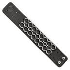 Stainless Steel Polished Textured Black Leather Bracelet for Men