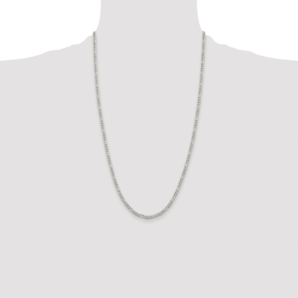 Pavé Flat Figaro Chain in Sterling Silver