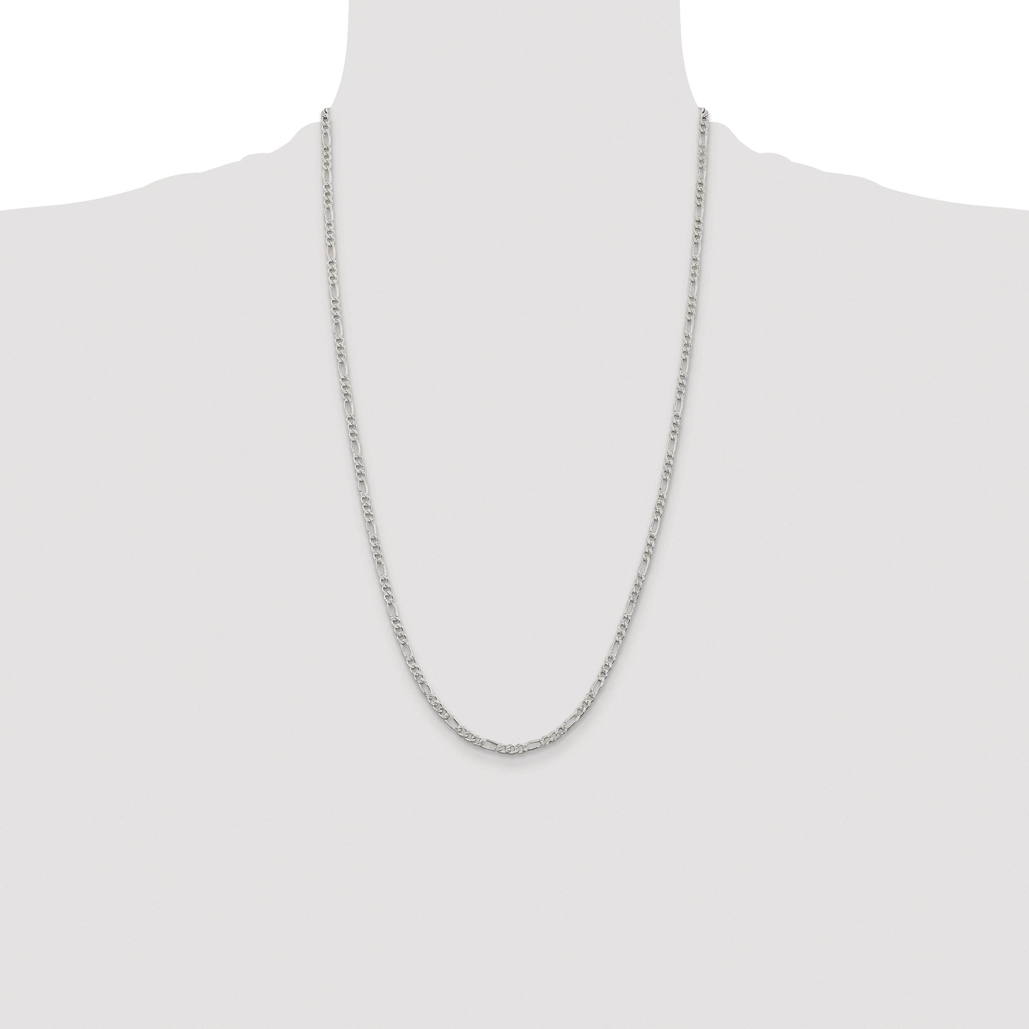 Pavé Flat Figaro Chain in Sterling Silver