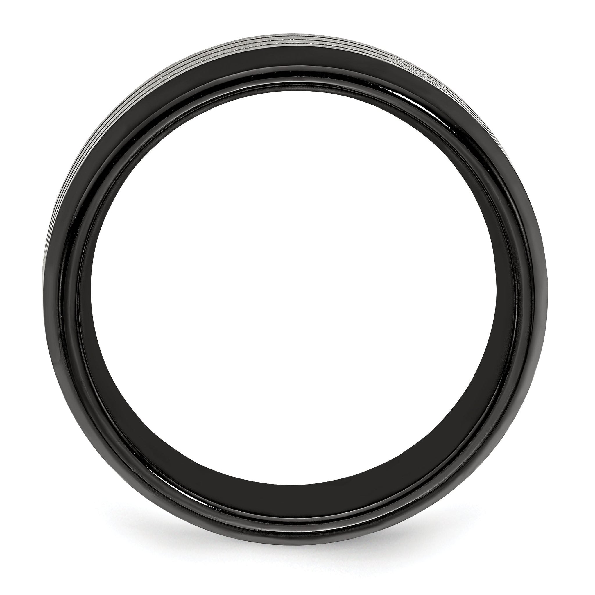 Edward Mirell Titanium Black Ti Flat Top Beveled Edge 8mm Band Secondary image