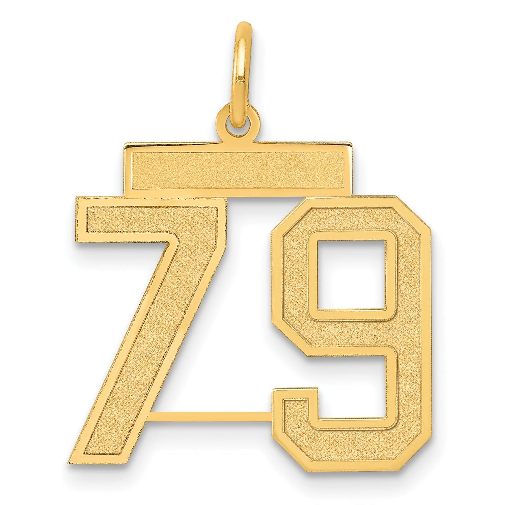 14K Gold Satin Finish Number 79 Charm Laser Cut Medium Design Main image