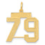 14K Gold Satin Finish Number 79 Charm Laser Cut Medium Design