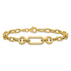14K Polished Fancy Mixed Link Bracelet