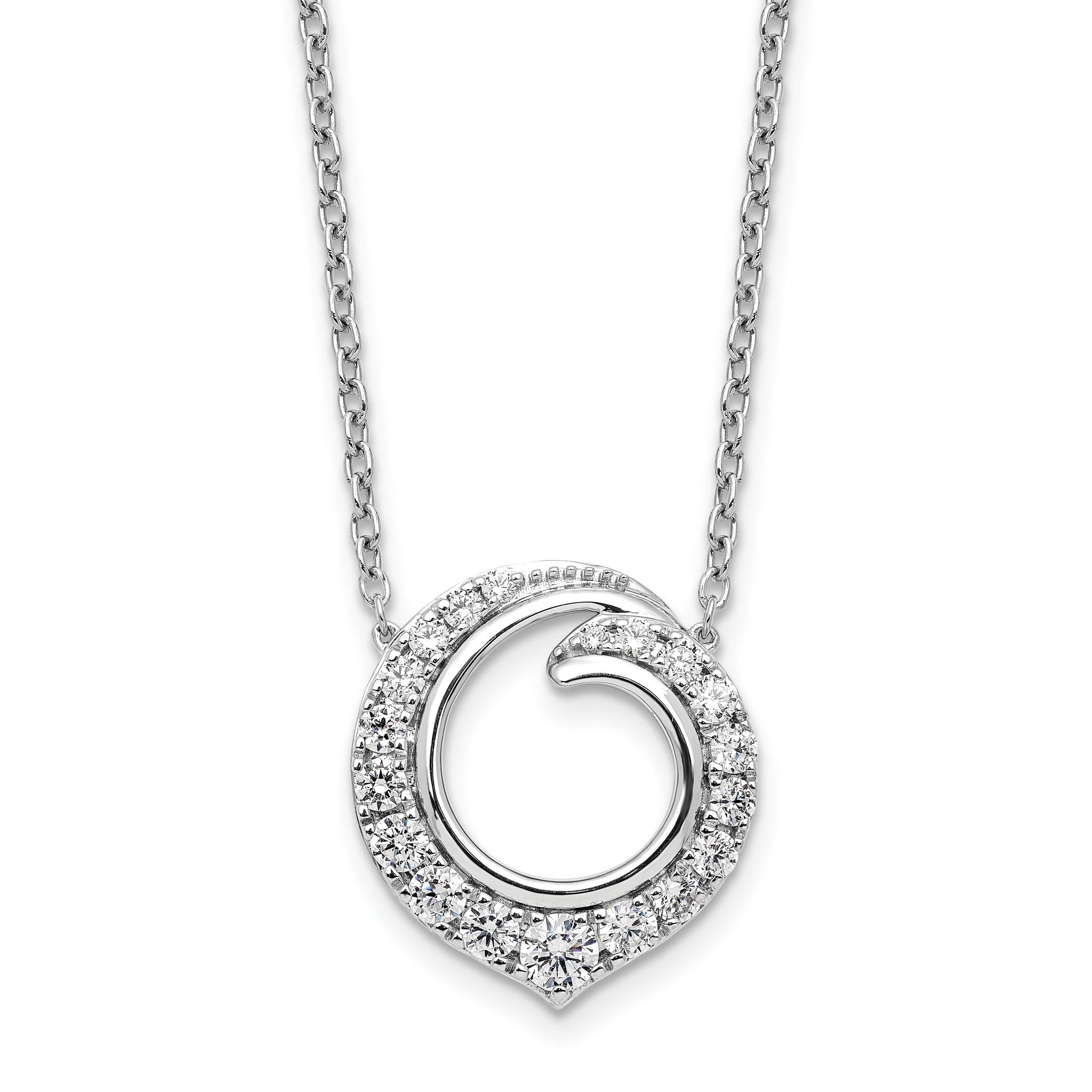 14k White Gold 1 carat Lab Grown Diamond VS/SI+ G+ Round 18 inch Necklace