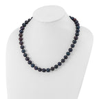 Sterling Silver Rhodium-plated 10-11mm Black Near-Round Freshwater Cultured Pearl 16 inch Necklace
