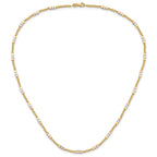10K Tri-color Diamond-cut Beaded 18in Necklace