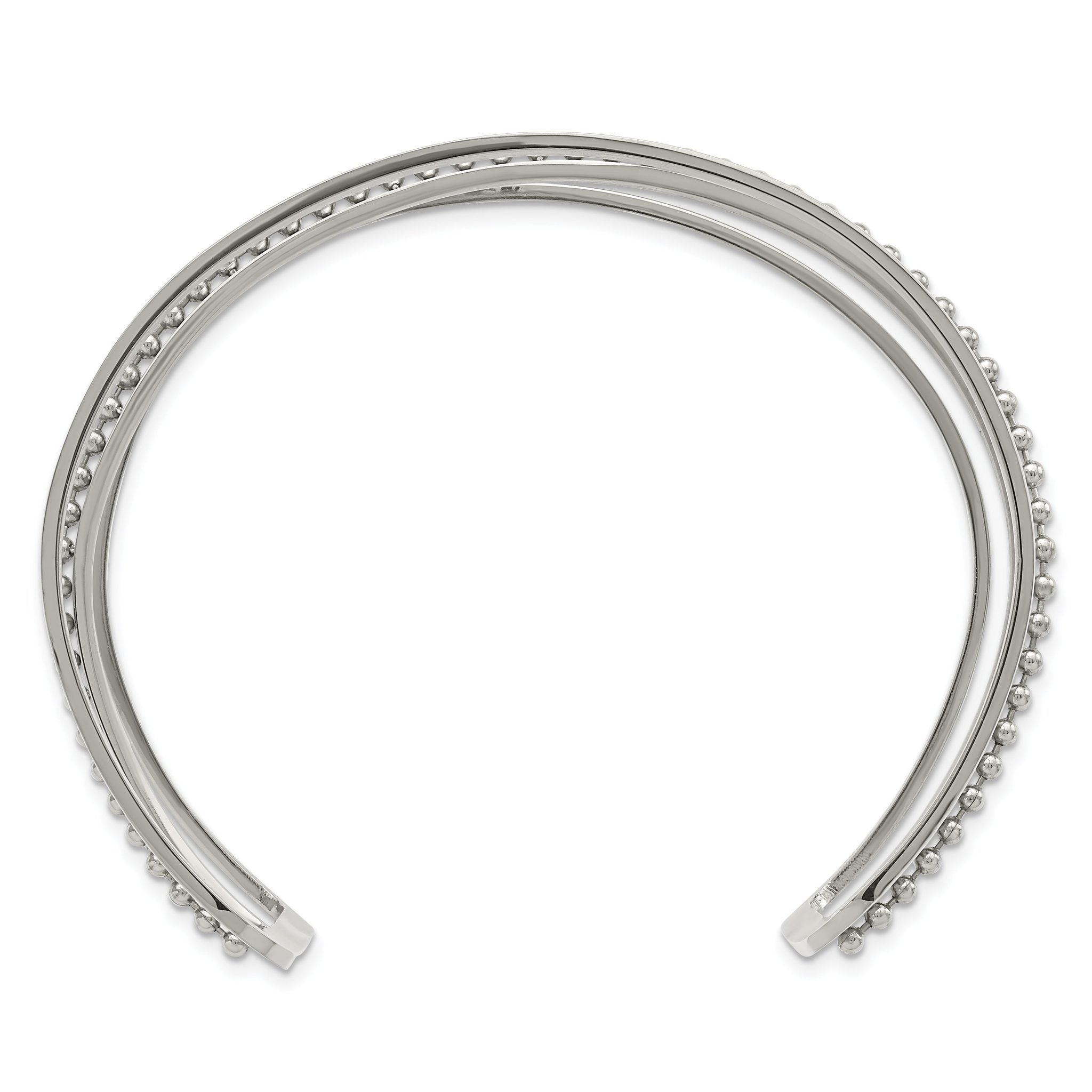 Stainless Steel Polished Beaded Cuff Bangle Bracelet for Women Secondary image