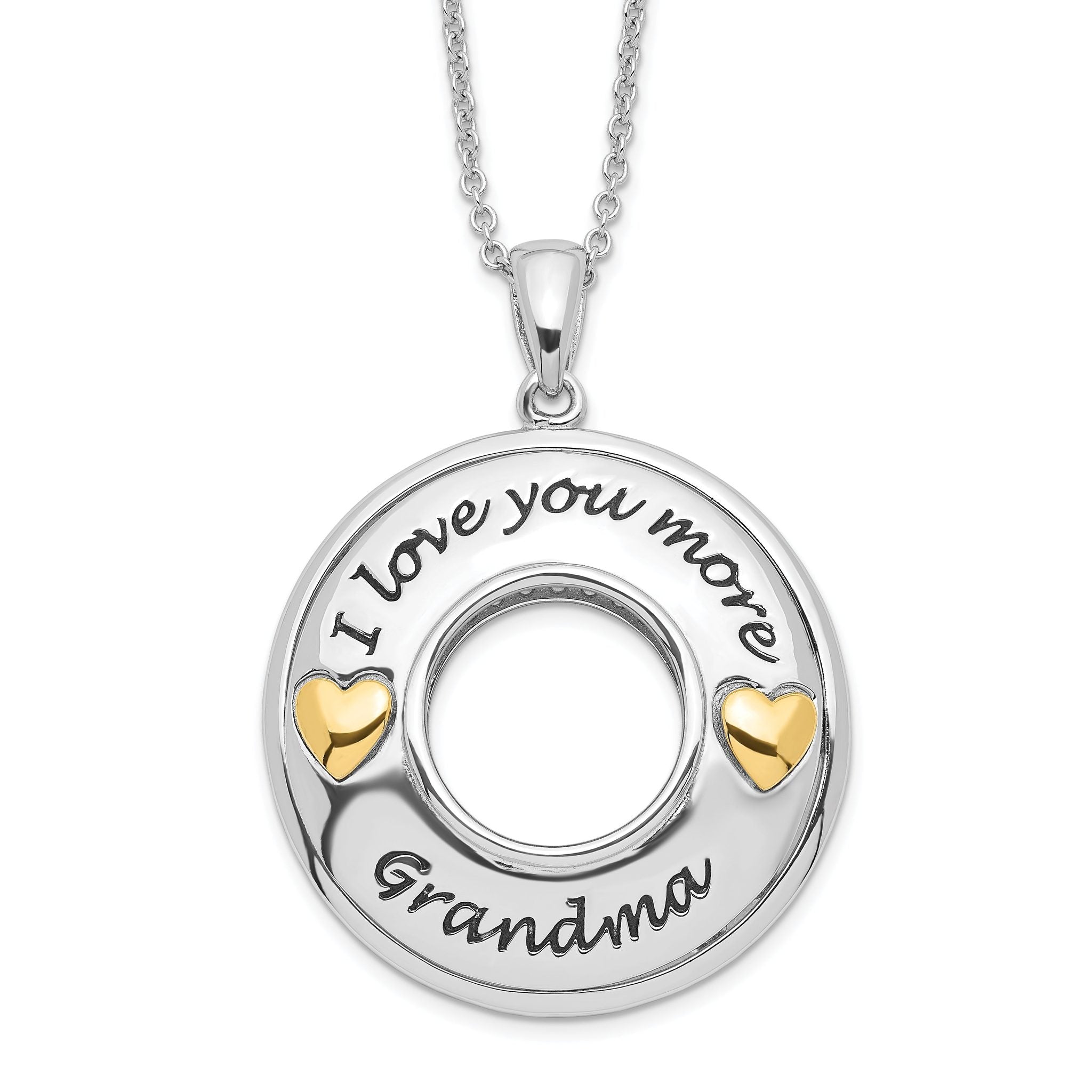 Sentimental Expressions Sterling Silver Gold-plated Antique CZ I Love You More Grandma 18in Necklace Main image