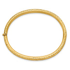 14K Satin and Diamond-cut Hinged Bangle