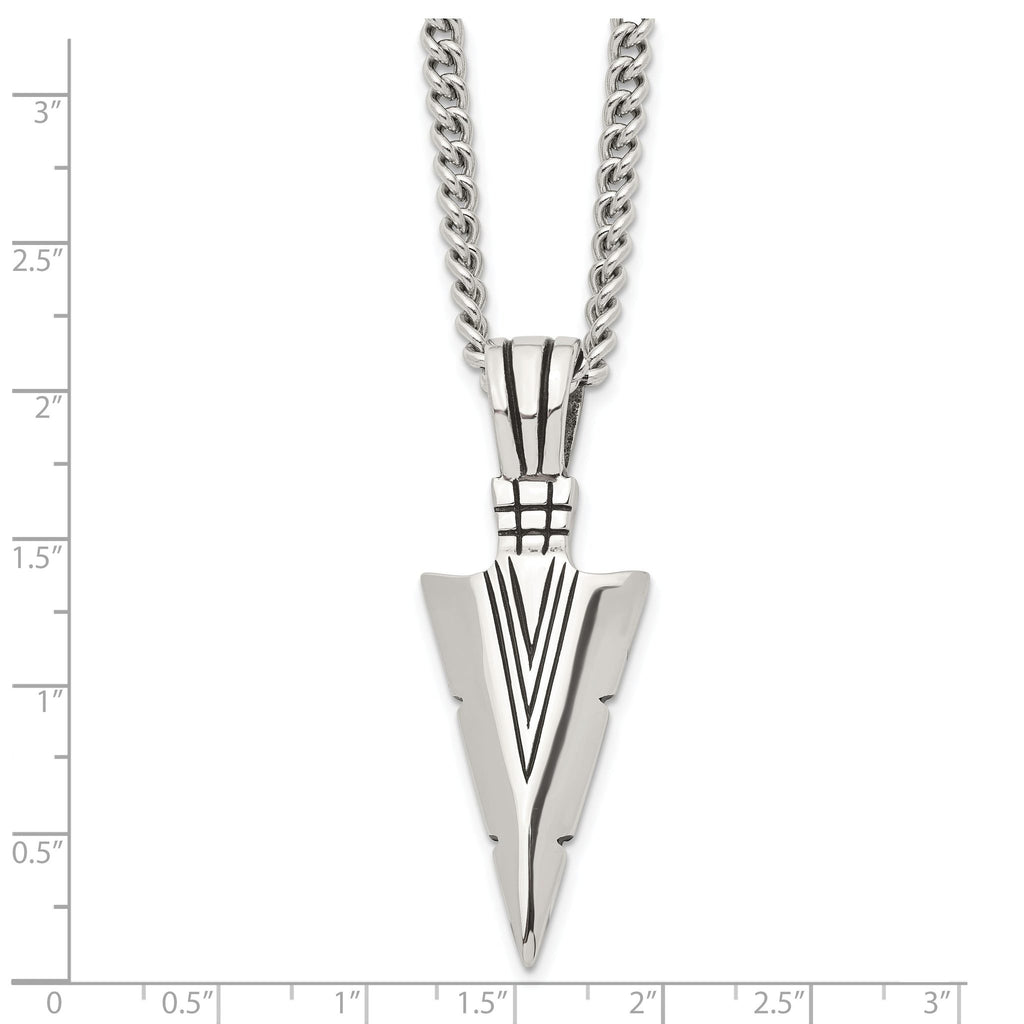 Chisel Stainless Steel Men's Dagger Pendant Necklace with Antiqued Finish