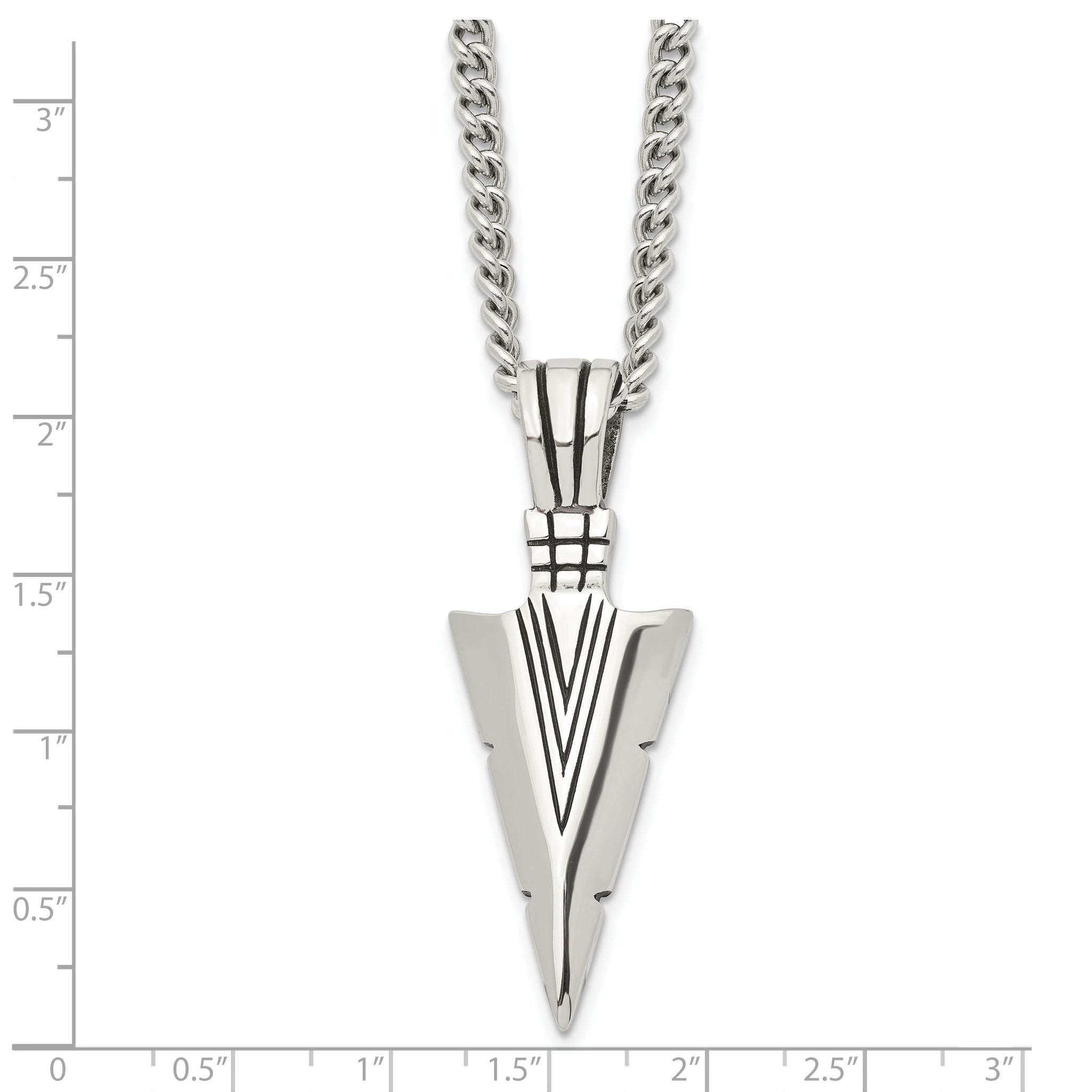 Chisel Stainless Steel Men's Dagger Pendant Necklace with Antiqued Finish