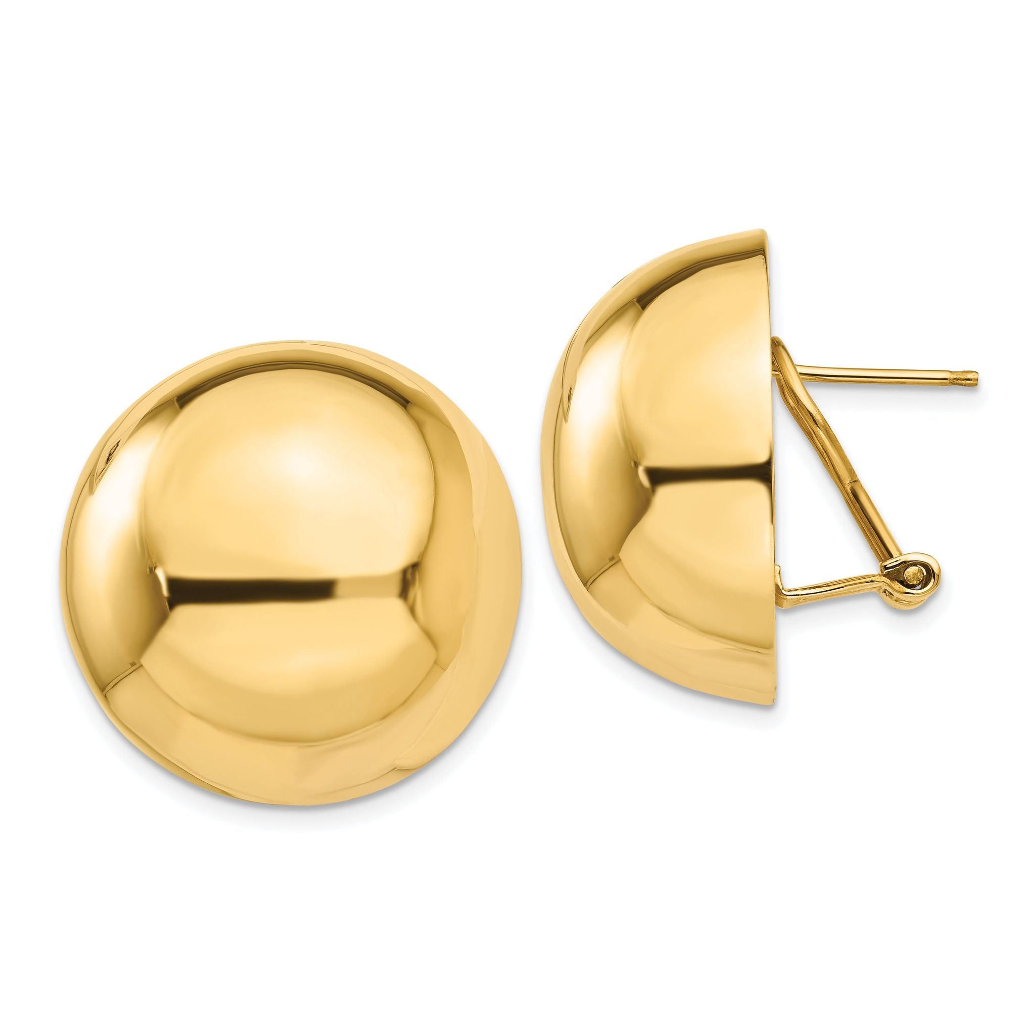 14k Omega Clip 24mm Half Ball Earrings Main image