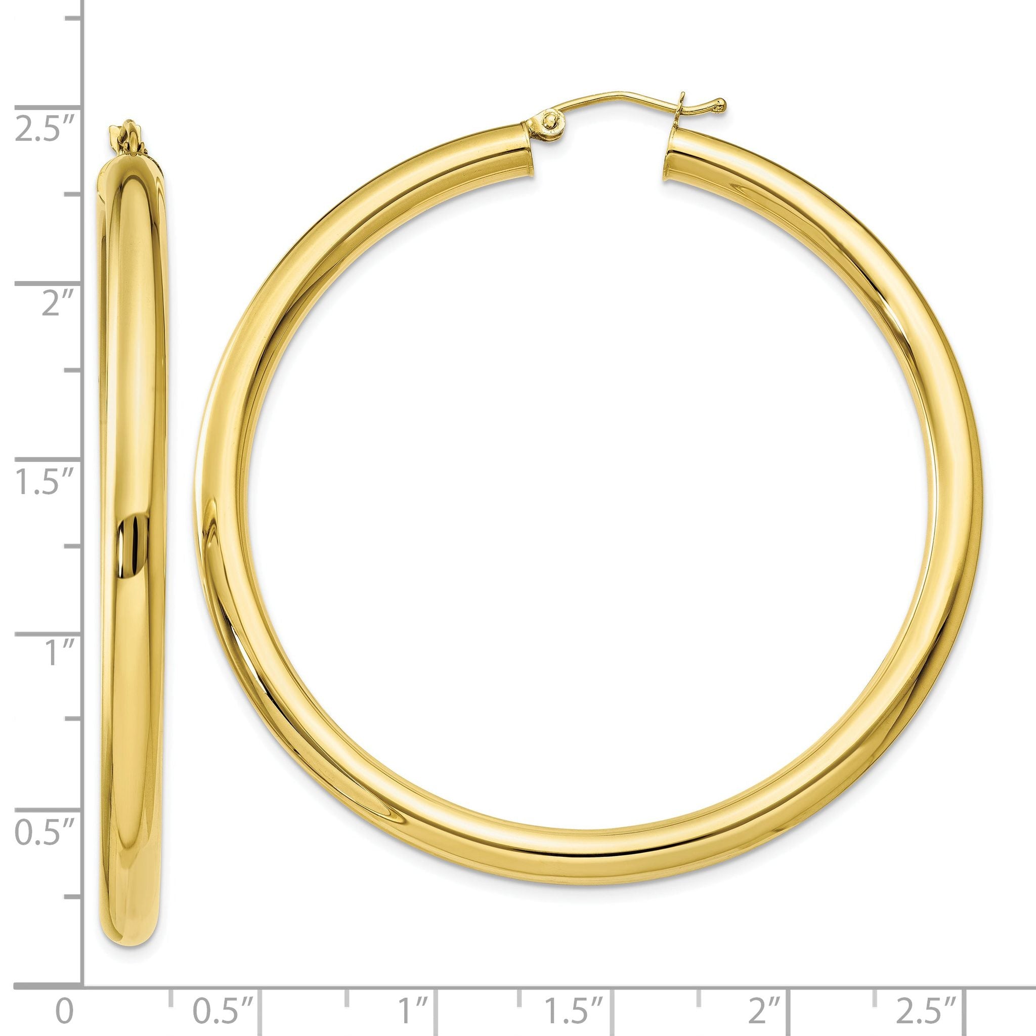 10K Gold Polished Hoop Earrings 4mm Classic Elegant Design for Women