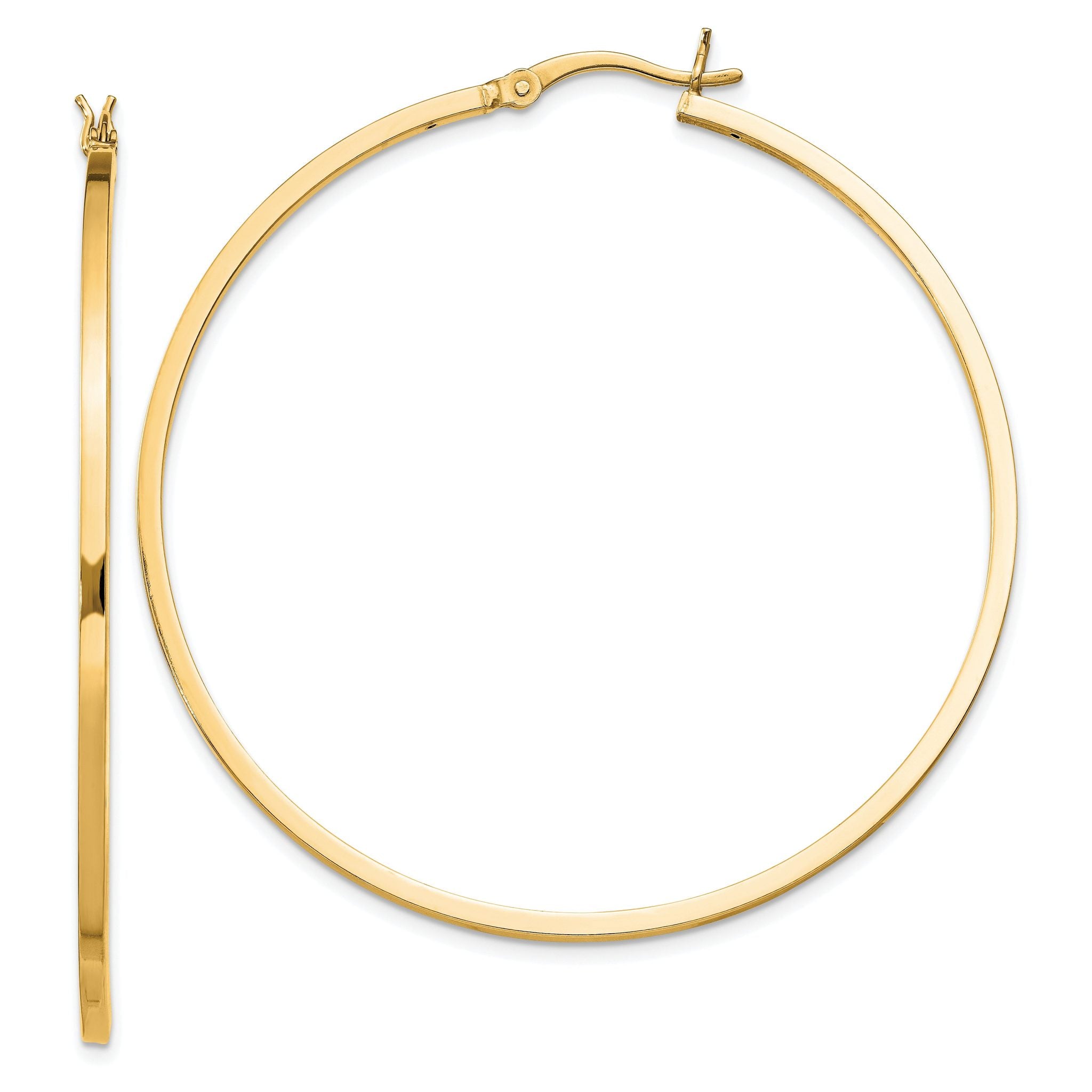 Sterling Silver Flash Gold-plated 1.5x50mm Hoop Earrings