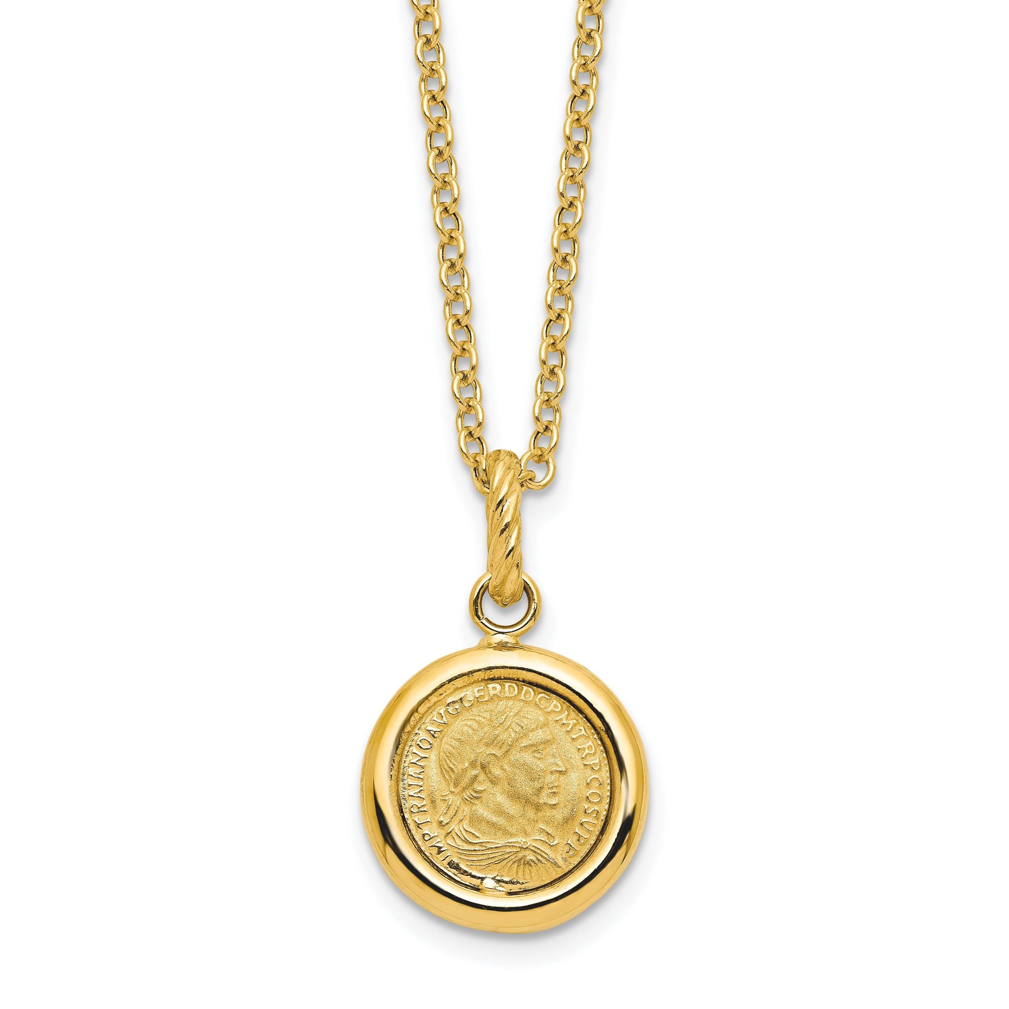 14k Polished and Matte Coin Necklace