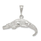 Sterling Silver Alligator Charm with Polished Anti-Tarnish Finish  925 Solid
