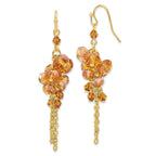 Champagne Crystal Dangle Earrings in Gold-Tone Finish