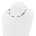 14k White Gold Clasp 1.5mm 16 inch Black Leather Cord Necklace
