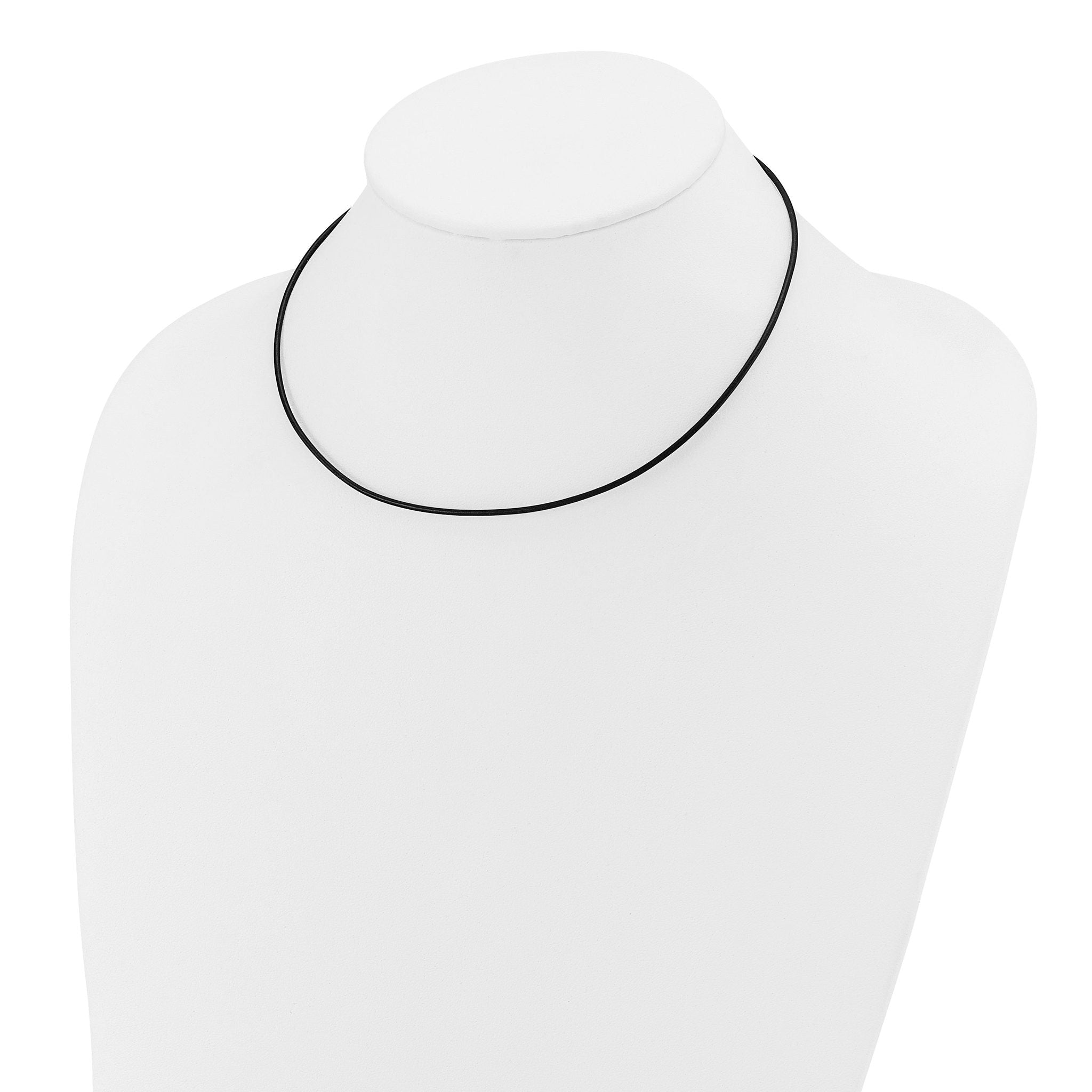 14k White Gold Clasp 1.5mm 16 inch Black Leather Cord Necklace
