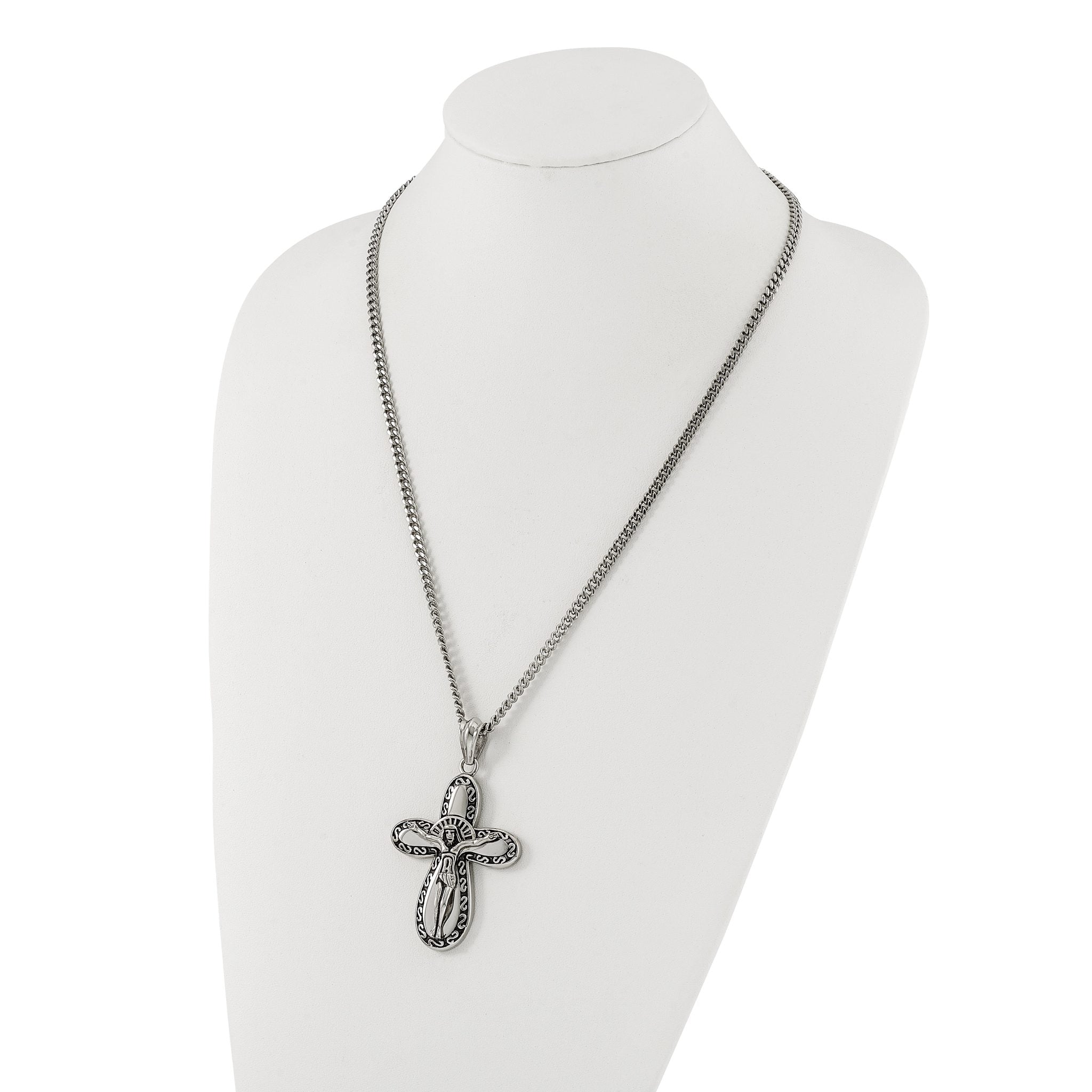 Stainless Steel Antiqued & Polished Crucifix Necklace Secondary image
