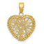 14K Gold Polished Wire Heart Pendant with Textured Finish