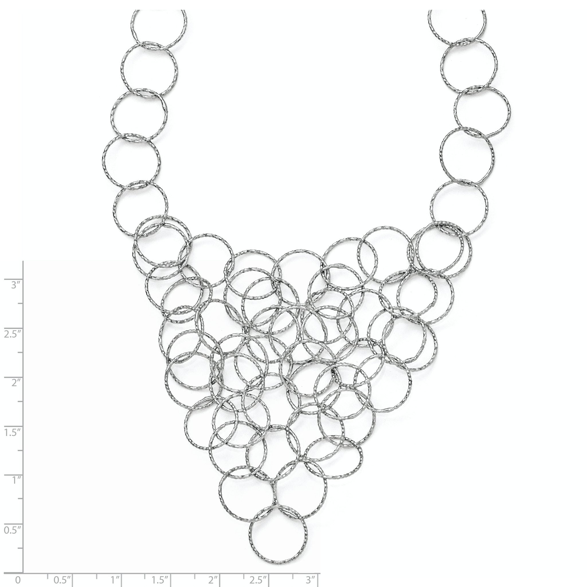 Sterling Silver 925 Fancy Link Necklace with Polished Textured Finish Secondary image