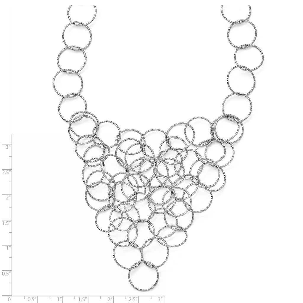 Sterling Silver 925 Fancy Link Necklace with Polished Textured Finish
