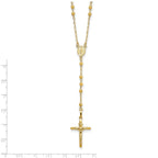 14k Diamond-cut 3mm Beaded Semi-solid Rosary Necklace