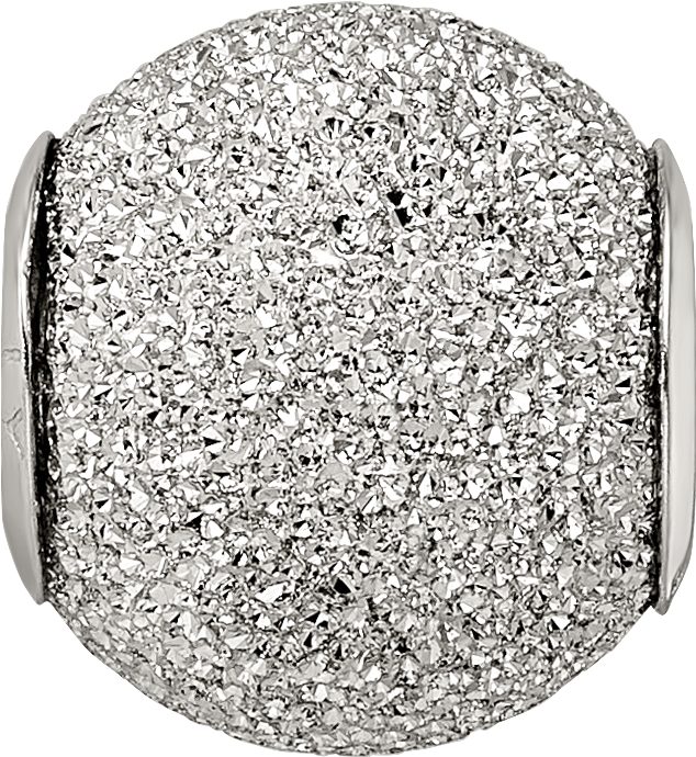 Sterling Silver 925 Rhodium Plated Hollow Bead with Laser Cut Design