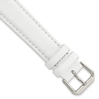 Smooth Leather Watch Band in White with Silver-Tone Buckle, 20mm
