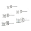 Sterling Silver Polished Square CZ 5-Pair Post Earrings Set