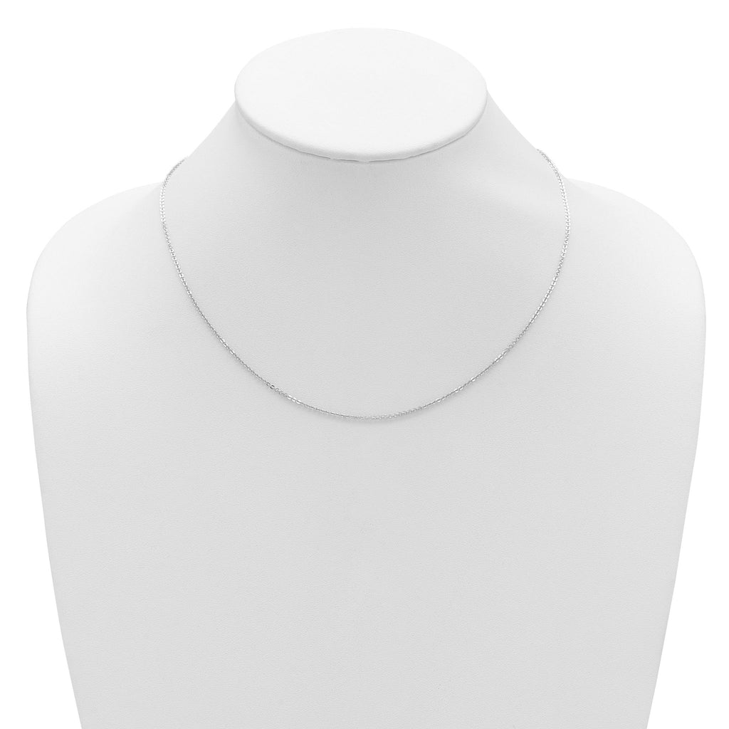 14K White Gold 1.4mm Flat Cable 1in+1in Adjustable Chain