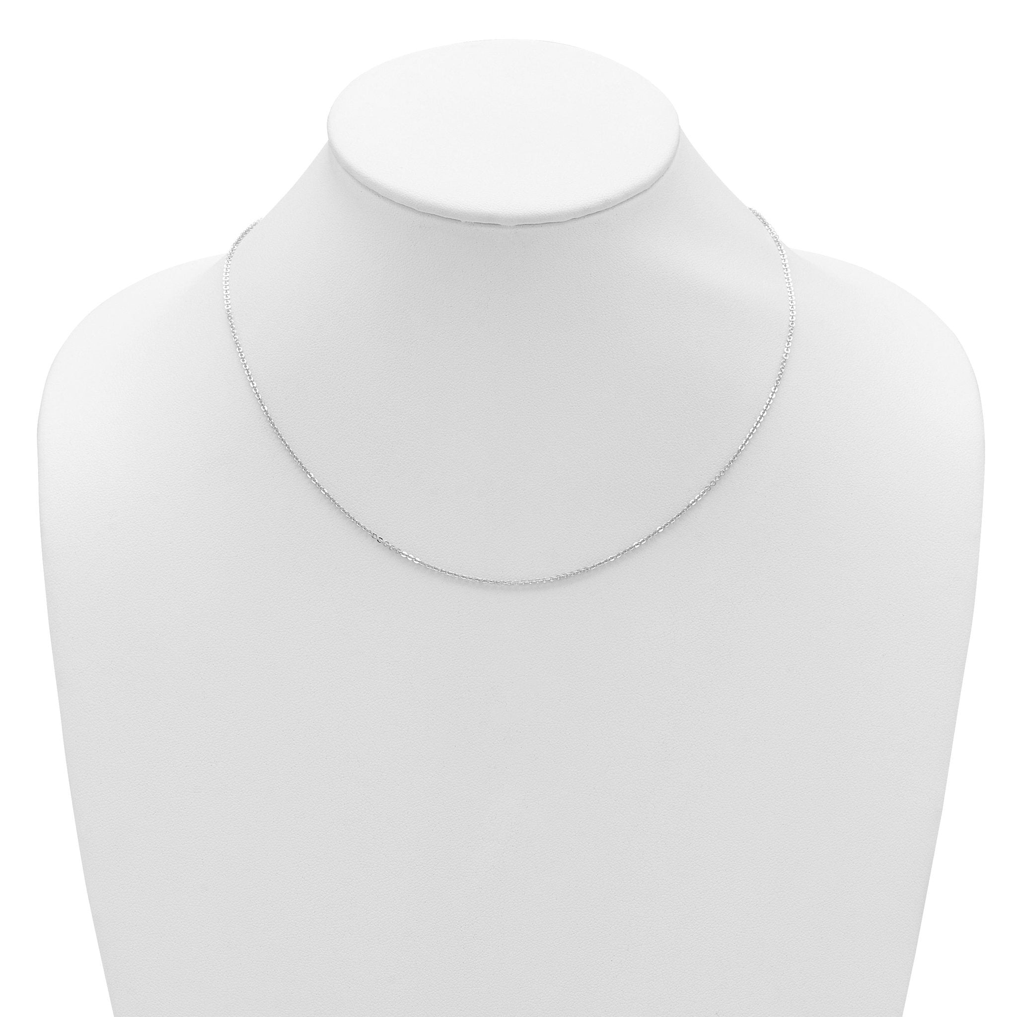 14K White Gold 1.4mm Flat Cable 1in+1in Adjustable Chain