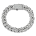 Sterling Silver Rhodium-plated CZ 8in Curb Bracelet