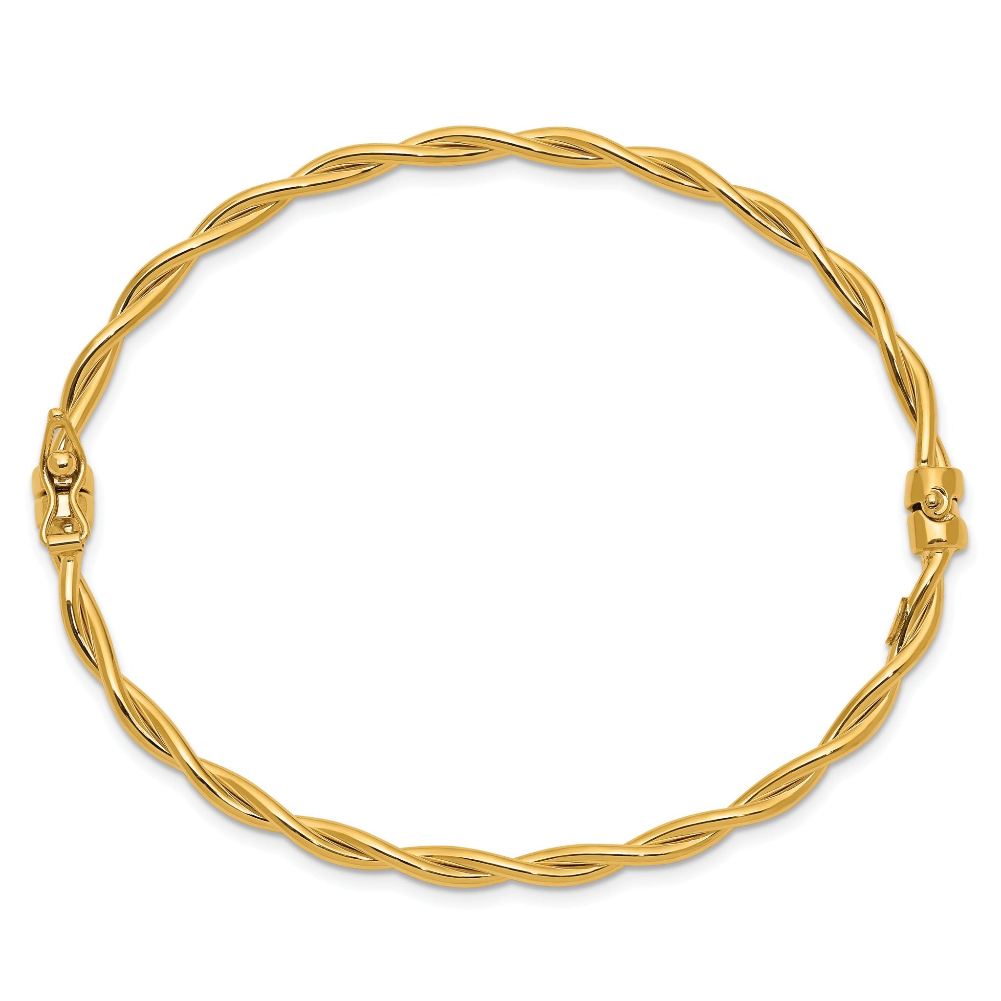 14K Yellow Gold Twisted Hinged Bangle Secondary image