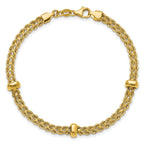14K Polished and Diamond-cut Fancy Braided Rope Bracelet