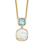 Sterling Silver Gold-plated 1.95BT Blue Topaz & MOP w/2 in ext. Necklace