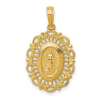 14K Gold Polished Oval Miraculous Medal Pendant with Satin Finish