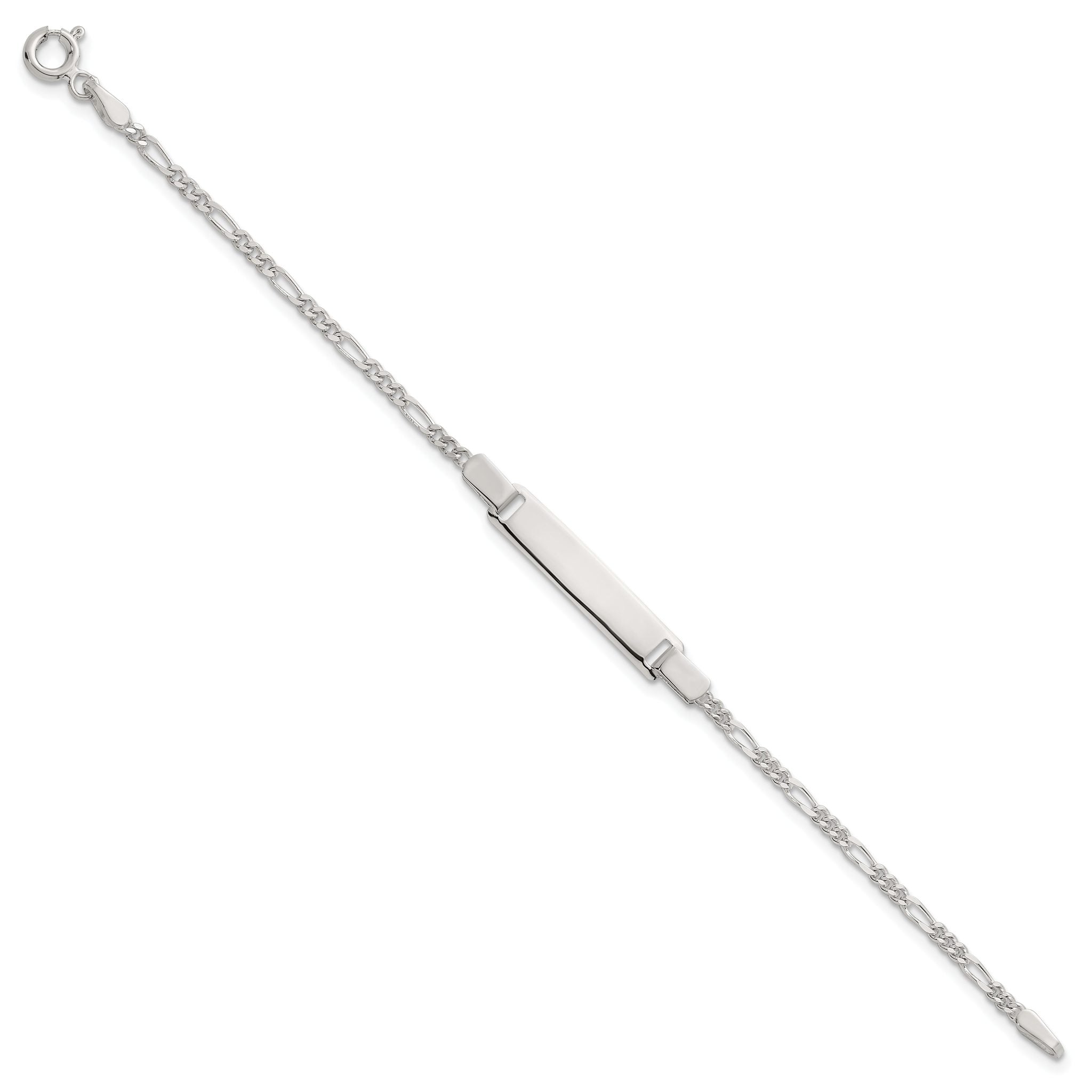 Sterling Silver Polished Figaro Link Childrens 6 Inch ID Bracelet Secondary image