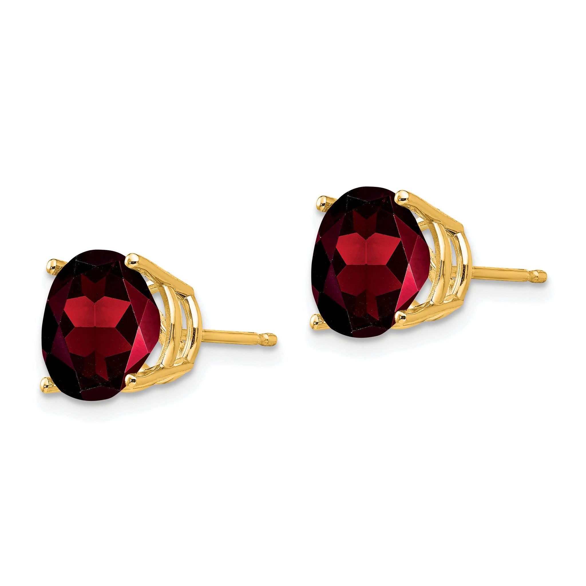 14k Garnet Round Stud Earrings Secondary image