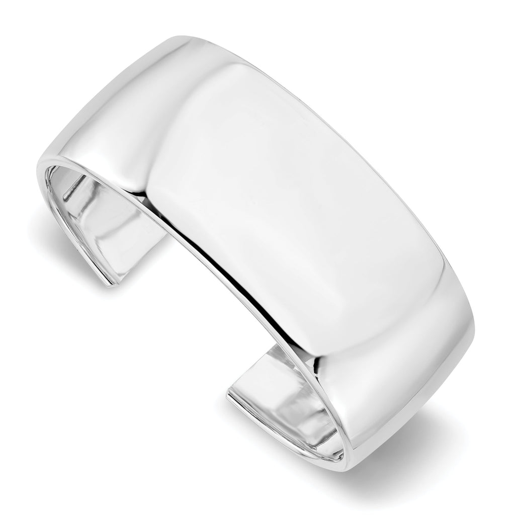 Sterling Silver 925 Polished Cuff Bangle with Rhodium Plating Elegant Handcrafted Design