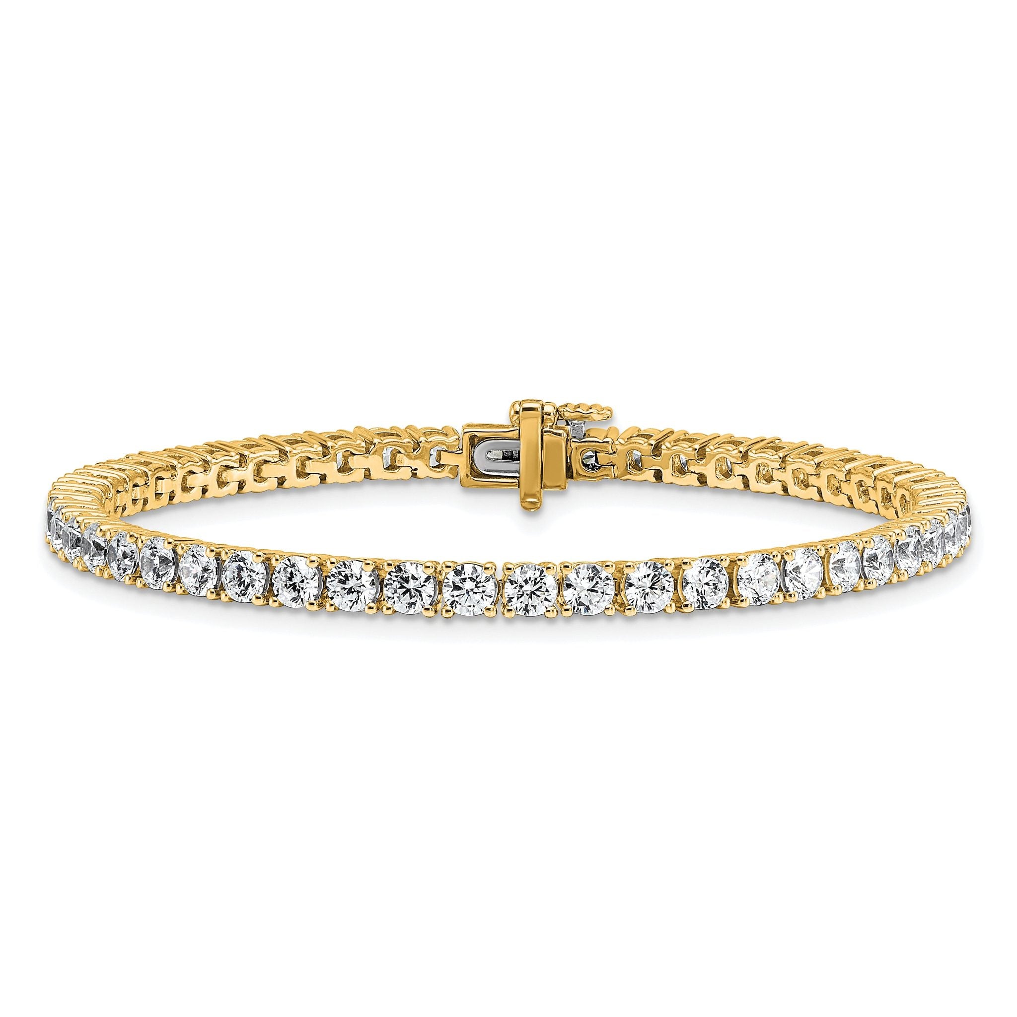 14k 7 carat Lab Grown Diamond VS+ F+ Complete Tennis Bracelet