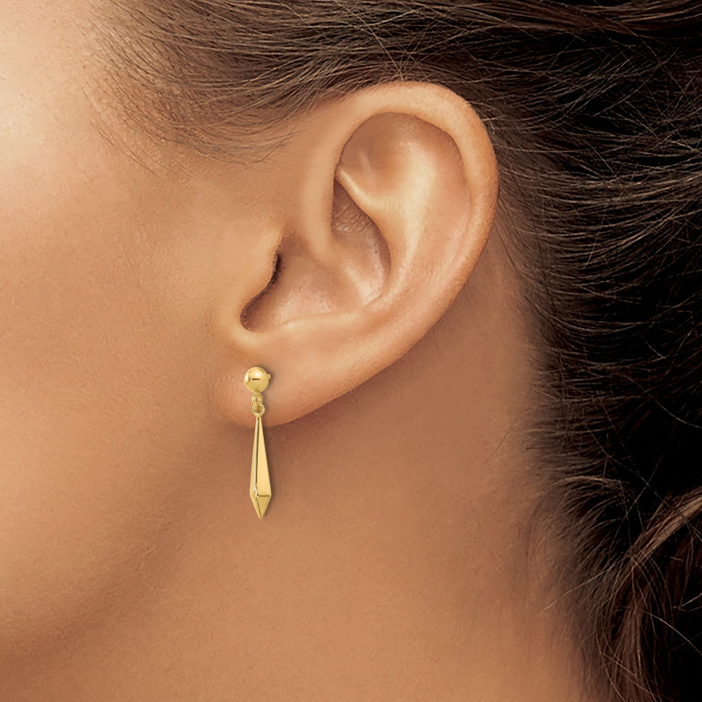10K Polished Post Dangle Earrings