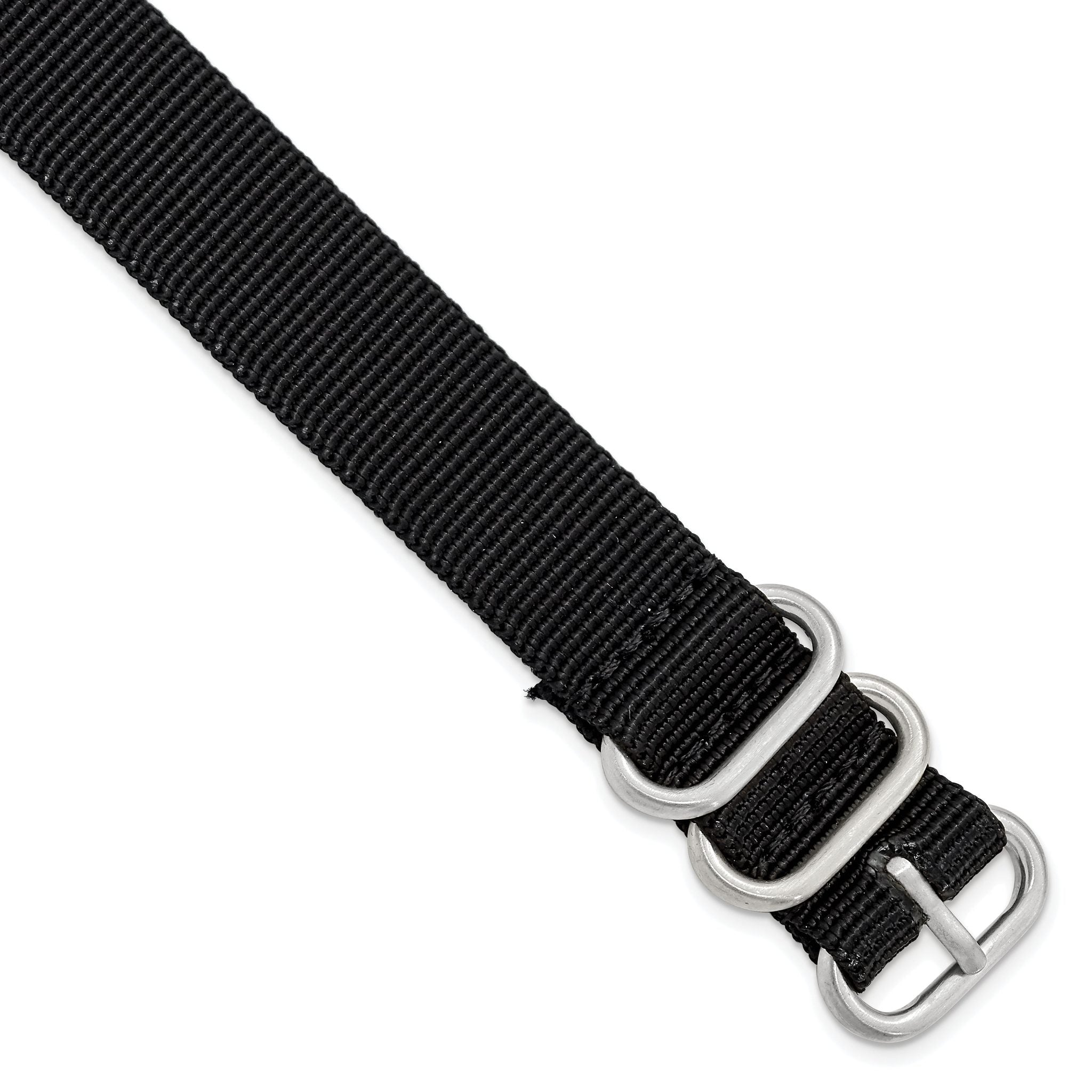 Military Ballistic Nylon Watch Band in Black, 22mm