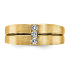 10k White Gold with Black Rhodium Men's Satin and Grooved 3-Stone 1/5 Carat A Quality Diamond Ring