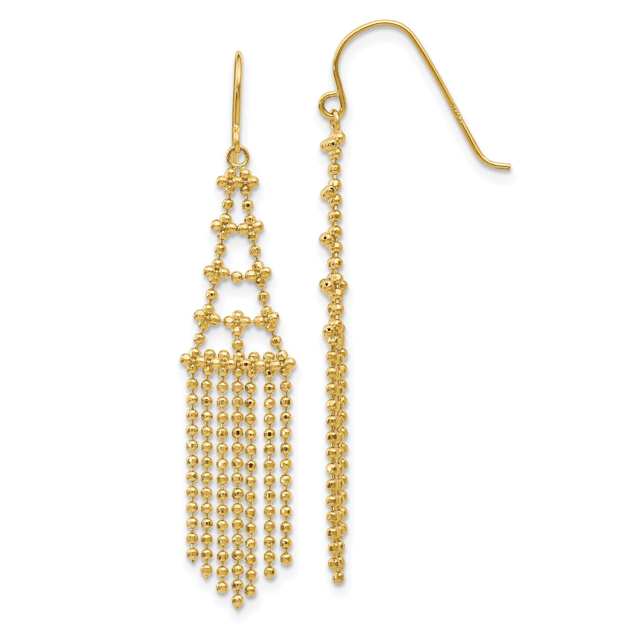 Sophia Jewelers 14K Gold Beaded Dangle Earrings with Polished Finish